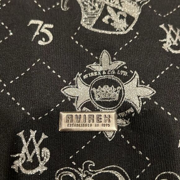 VTG Avirex all over print silver logo full zip sweatshirt size XL rare in EUC - Picture 3 of 14